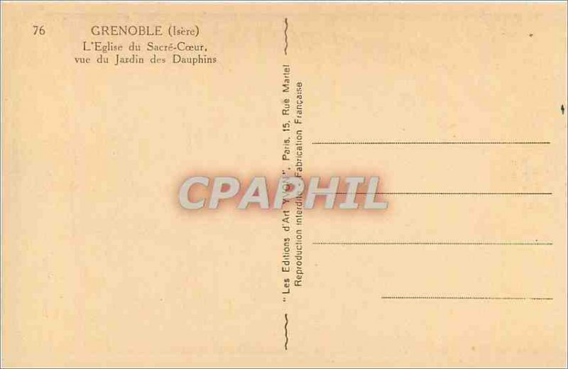 Old Postcard Grenoble Isere The Church of the Sacred Heart for the Jardin des...