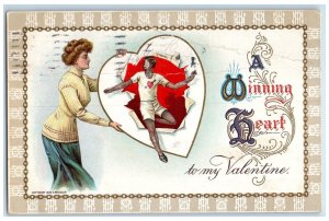 1910 Valentine Heart Pretty Woman Embossed St. Paul Minnesota MN Posted Postcard