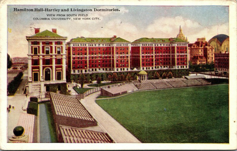 Vtg Hamilton Hall Hartley Livingston Dormitories Columbia University NY Postcard