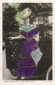 English music hall performer singer Miss Vesta Tilley scarce tinted postcard