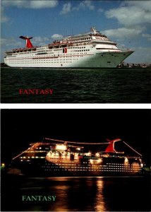 2~4X6 Postcards CARNIVAL CRUISE LINES Cruise Ship FANTASY Day & Night Lights