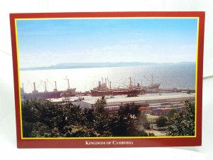 Ships in Sihanouk Ville Port Kampongsoam Cambodia Vintage Postcard