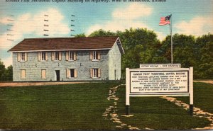 Kansas First Territorial Capitol Building West Of Manhattan 1950 Curteich