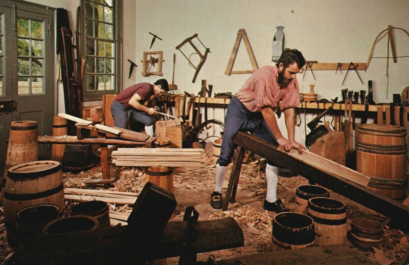 Postcard The Cooper Shop Barrels And Kegs Various Shapes & Sizes