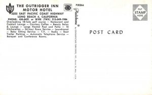 Long Beach California Outrigger Inn Motor Hotel Swimming Pool Postcard AA41050