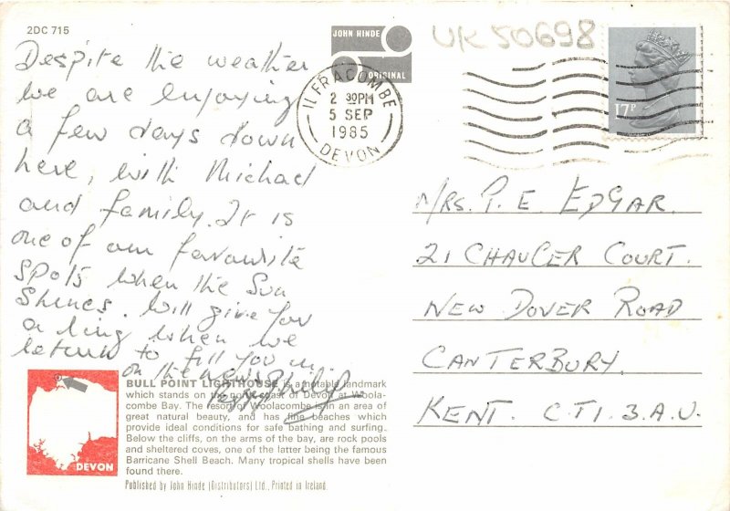 uk50698 bull point lighthouse woolacombe bay devon real photo uk