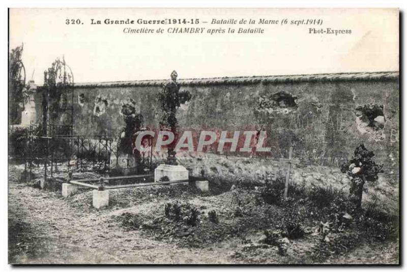 Old Postcard The Great War Balaille Marne Cemetery Chambry
