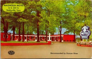 Vtg 1950s Magnolia Motel Shelbyville Tennessee TN Chrome Postcard