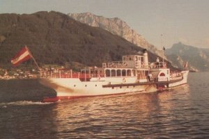 PS Gisela at Gmunden Traunsee Austria Oldest Coal Paddle Steamer Ship Postcard