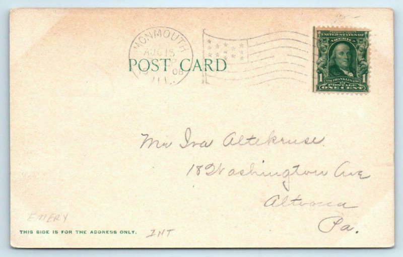 MONMOUTH, Illinois IL ~ GOLF COURSE LINKS 1908 Warren County  Postcard