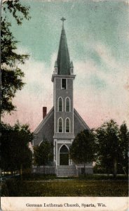 Postcard WI Monroe County Sparta German Lutheran Church 1909 H26