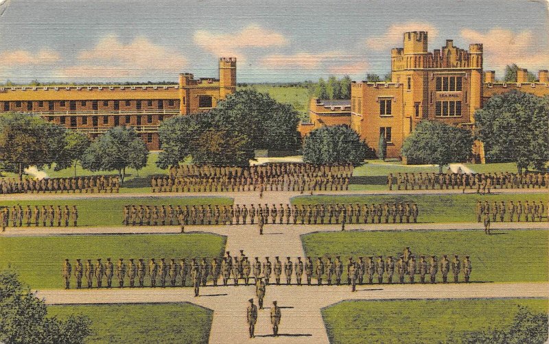 Cadets on Parade New Mexico Military Institute Roswell linen 1943 postcard