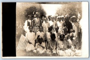 c1910's Fourth Of July Patriotic Uncle Sam Flags Children RPPC Photo Postcard