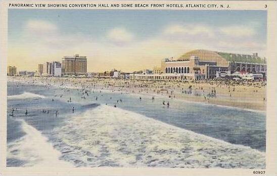 New Jersey Atlantic City Panoramic View Showing Conventional Hall And Some Be...