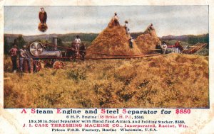 VINTAGE POSTCARD ADVERTISING A STEAM ENGINE AND STEEL DEPARATOR FOR $800 RACINE