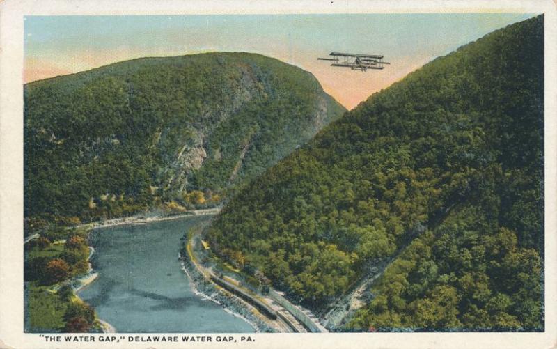 Delaware Water Gap PA, Pennsylvania - Bi-Plane Overhead - WB