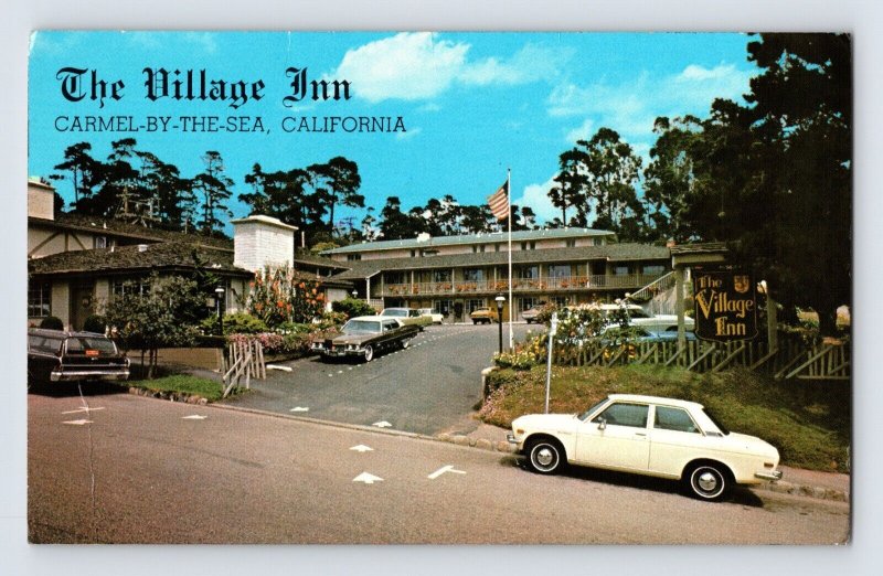 Postcard California Carmel CA Village Inn Hotel Cars 1950s Unposted Chrome