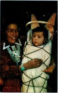 ARIZONA, AZ   NAVAJO MOTHER and CHILD  Turquoise c1960s Native American Postcard