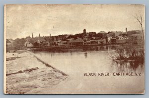 CARTHAGE NY BLACK RIVER 1917 ANTIQUE POSTCARD