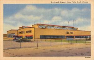 Sioux Falls South Dakota Municipal Airport Linen Antique Postcard K23544