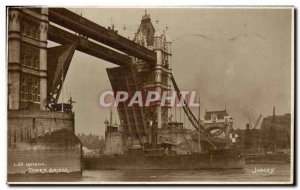 Old Postcard London Tower Bridge the boat