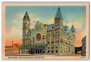 1940 Union Station Building Street 10th Broadway Louisville Kentucky KY Postcard