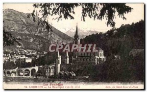 Old Postcard Lourdes Basilica view of the Riviera