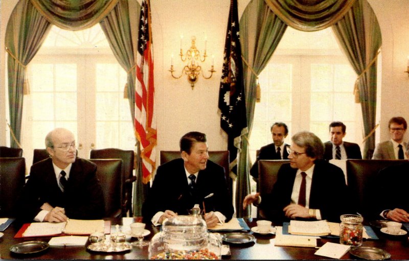 President Reagan Cabinet Meeting Secretary James Watts and David Stockman