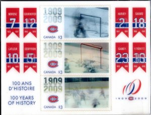 Montreal Canadiens 2009 Canada Post 100 Years History Holographic Stamps Hockey