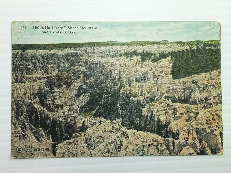 Vintage Postcard 1921 Hell's Half Acre Sheep Mountain Bad Lands South Dakota SD