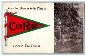 c1910's You Can Have A Jolly Cedar Rapids Iowa IA Pennant Country Road Postcard