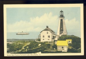 Yarmouth, Nova Scotia-N.S., Canada Postcard, Boat At Yarmouth Lighthouse/Light