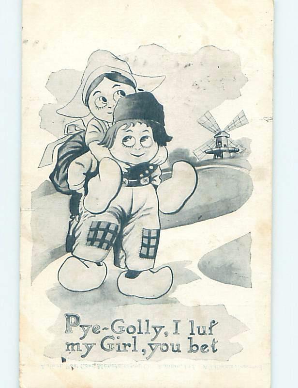 Pre-Linen comic GIRL GOES FOR PIGGYBACK RIDE ON BOY'S BACK HL2980