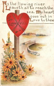 1910 My Heart Goes Out With Love Valentine's Day Greeting Card Vintage Postcard