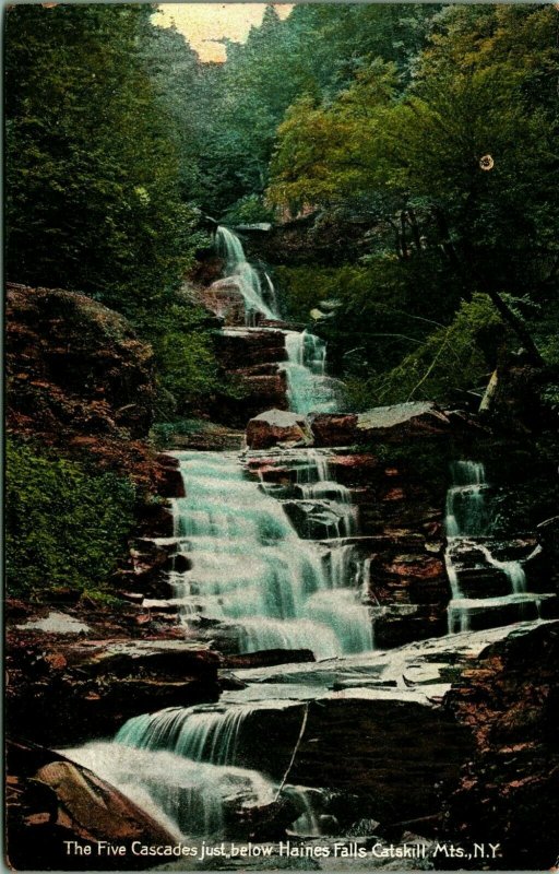 Five Cascades Haines Falls Catskill Mountains New York NY 1911 DB Postcard E6