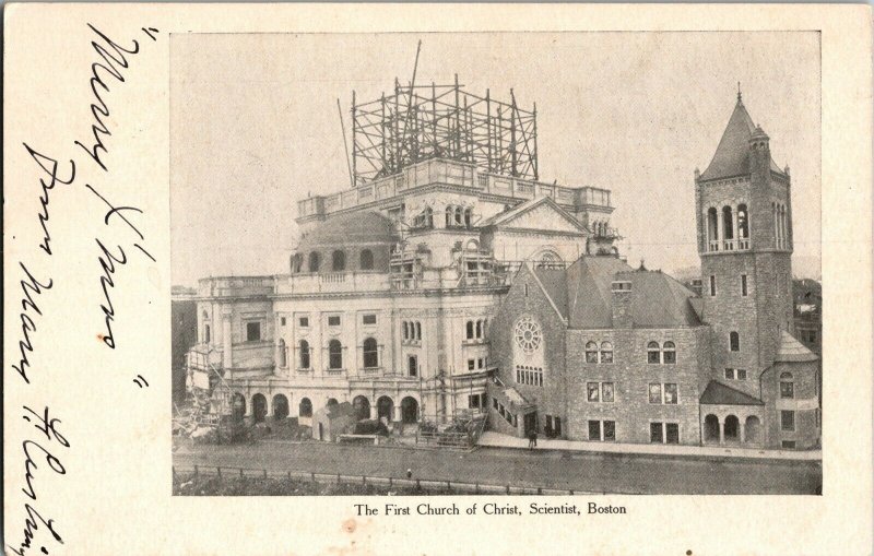 First Church of Christ Scientist Under Construction Boston MA UDB Postcard I56 