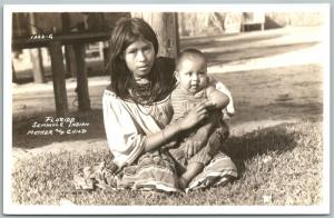 FLORIDA SEMINOLE INDIAN MORTHER & CHILD ANTIQUE REAL PHOTO POSTCARD RPPC