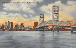 Jacksonville Florida~Skyline & Main Street Bridge~Hubbards Towers~Note Back~1942