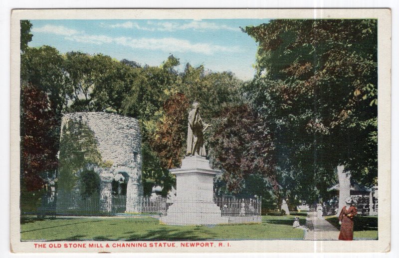 Newport, R.I., The Old Stone Mill & Channing Statue