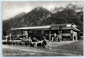 RPPC AOSTA, ITALY~ Gas Station AGIP SERVICE STATION Roadside  4x6 Postcard