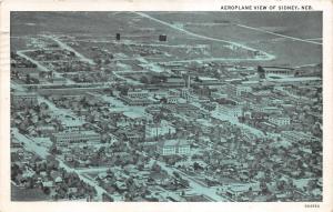 Sidney Nebraska Aerial View~Streets-Houses-Buildings~1939 Postcard