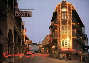 CONTINENTAL SIZE POSTCARD DOWNTOWN STREET SCENE EUREKA SPRINGS ARKANSAS