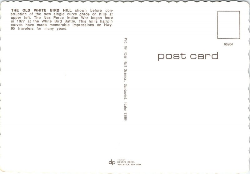 Old White Bird Hill before Construction Nez Perce War site Idaho POSTCARD