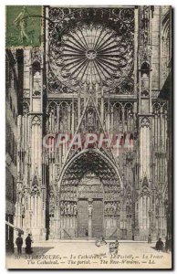 Old Postcard Strasbourg Cathedral Portal The rosette