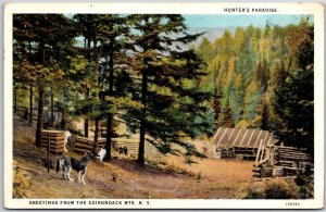 Hunters Paradise Greetings From The Adirondack Mountains New York NY Postcard