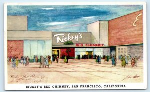 SAN FRANCISCO, CA ~ Roadside RICKEY'S RED CHIMNEY RESTAURANT 1955  Postcard