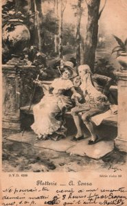 Romantic Man And Lady Flatterie EL Lonza Vintage Postcard 03.75