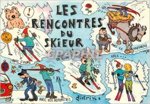 Modern Postcard Images of At Home in Winter Meetings of Skier