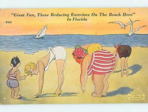 Linen Risque BATHING SUIT GIRL EXERCISING state of Florida HM9873