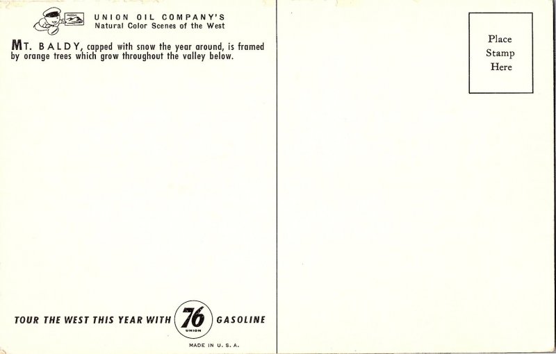 Mt. Baldy California Orange Trees & Snow-Capped Mountain Postcard